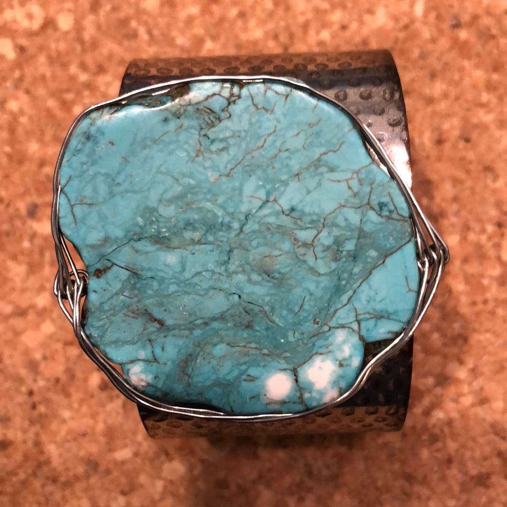Handmade Silver Tone and Turquoise Bracelet